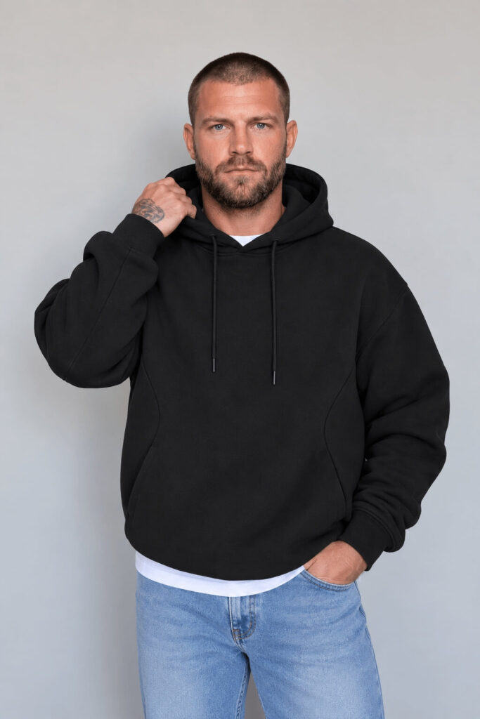 Худи унисекс «Премиум» с мягким велюр-эффектом с именной вышивкой (Черный)
